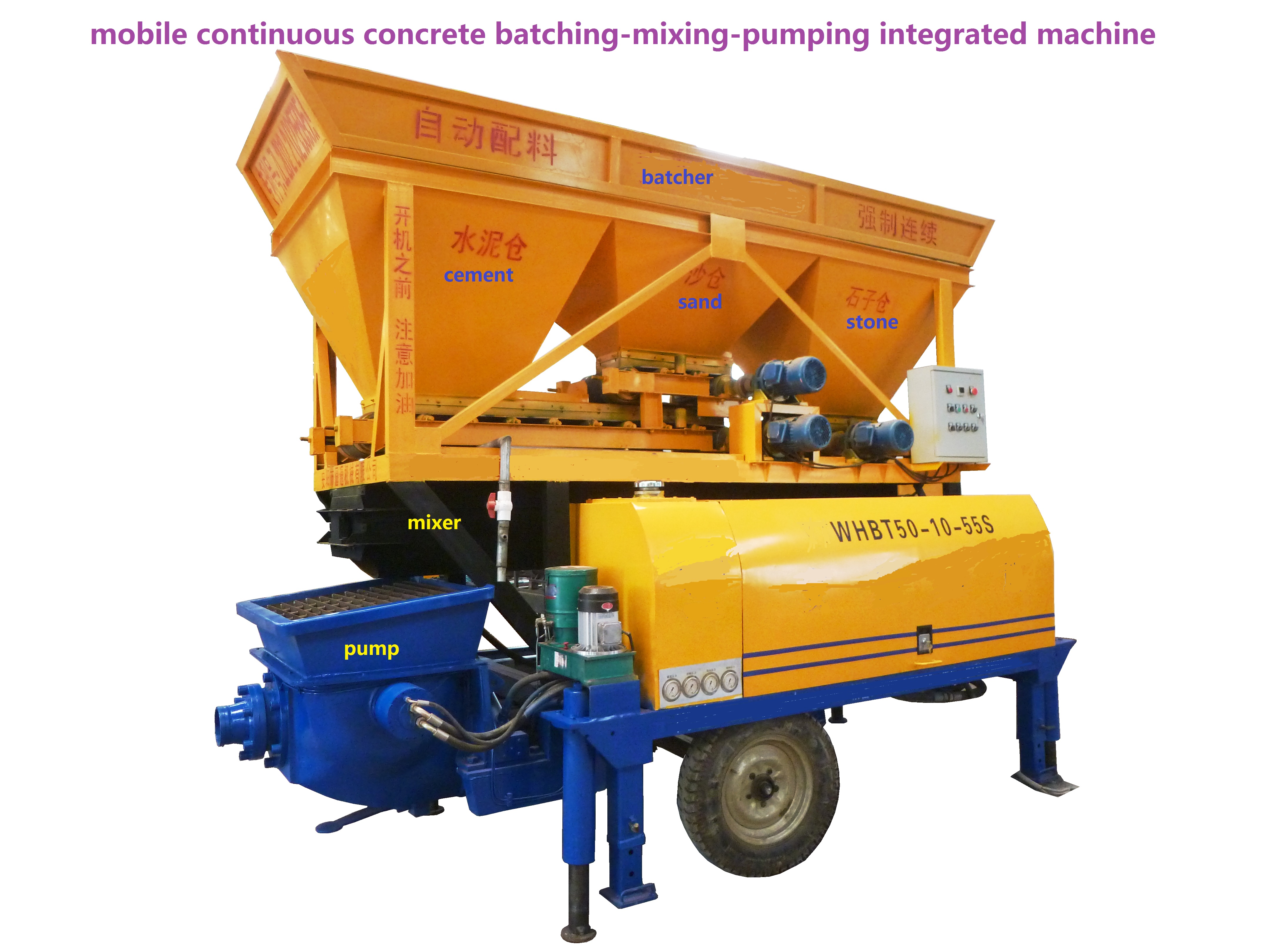 small mobile continus concrete mixing /pumping machine